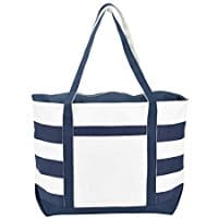 best beach bag, beach travel destinations, beach bag, best beaches, beach gear, Dalix Striped Boat Bag Premium Cotton Canvas Tote
