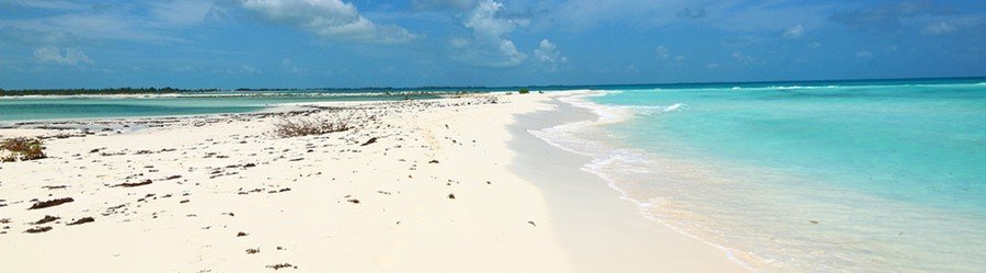 Playa Paraiso beach in Cayo Largo Cuba with powdery white sand and turquoise Caribbean water.