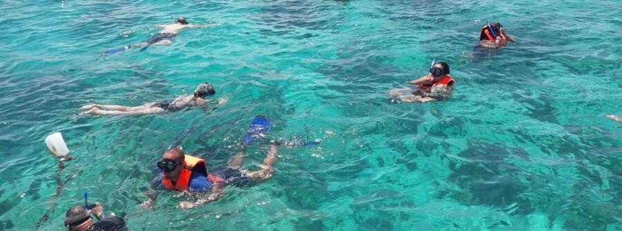 snorkeling excursion in clear turquoise water near Cayo Largo Cuba