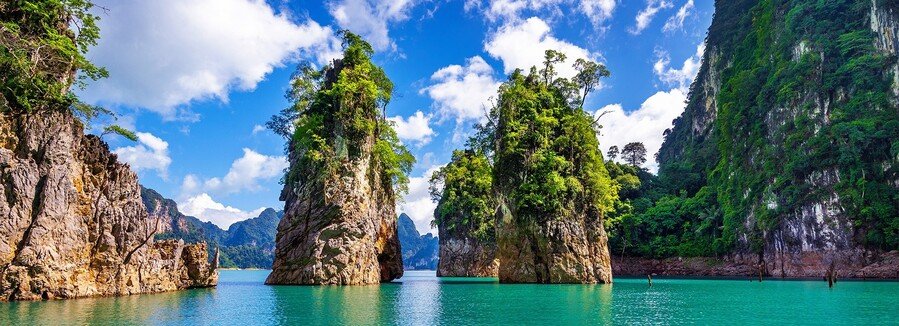Phang Nga Bay near Phuket Thailand with limestone karst islands, emerald water, and tropical coastal scenery
