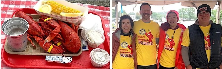 Westport Lobster Fest volunteers serving fresh lobster meals at a Connecticut waterfront community event