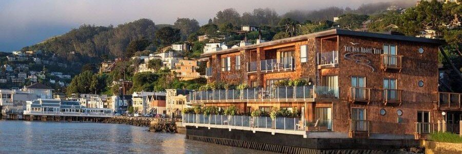 The Inn Above The Tide waterfront hotel overlooking San Francisco Bay in Sausalito.