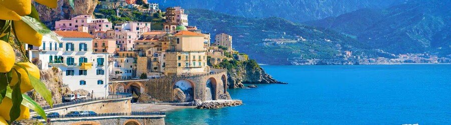 Atrani village on the Amalfi Coast near Salerno with cliffside views