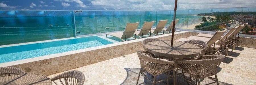 Janga Boutique Hotel Rooftop Pool in Maragogi | Beach Travel Destinations Rooftop pool and ocean view at Janga Boutique Hotel in Maragogi, Brazil