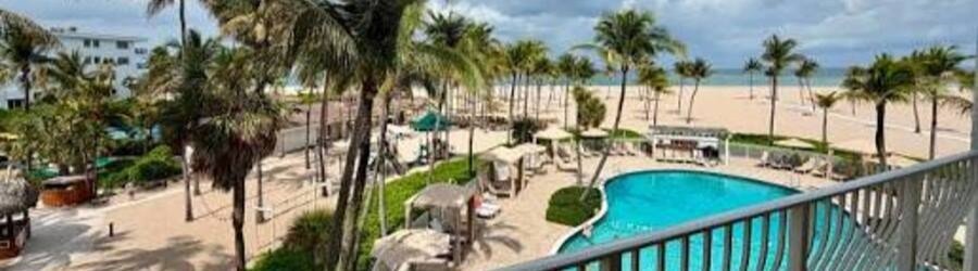 Oceanfront pool and private beach at Lago Mar Beach Resort & Club in Fort Lauderdale.