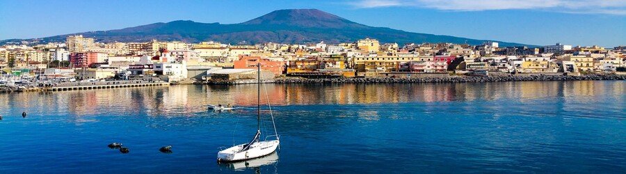 Naples harbor with Mount Vesuvius rising in the background