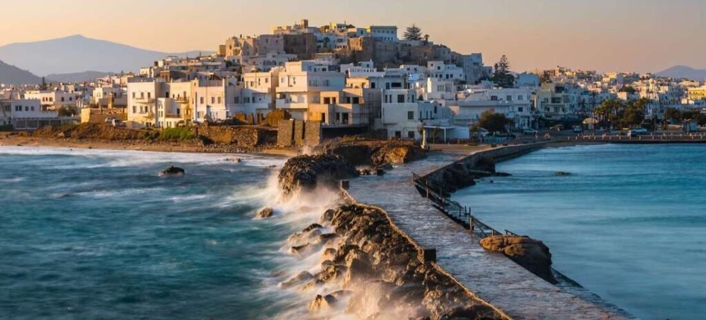 Naxos Town Waterfront Naxos Town waterfront and coastline in Naxos Greece