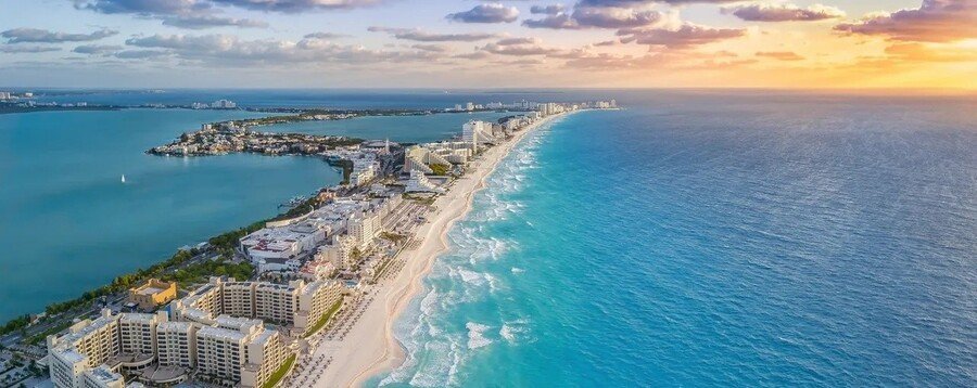 Pass-a-Grille beach aerial view Florida Gulf Coast white sand shoreline turquoise water and coastal resorts