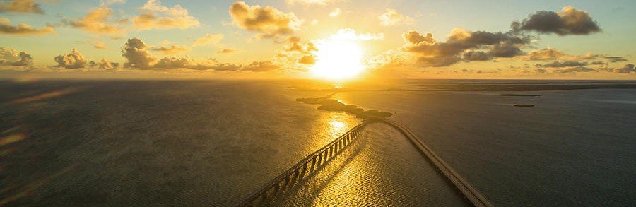 Sunset over Seven Mile Bridge near Big Pine Key Florida with ocean views