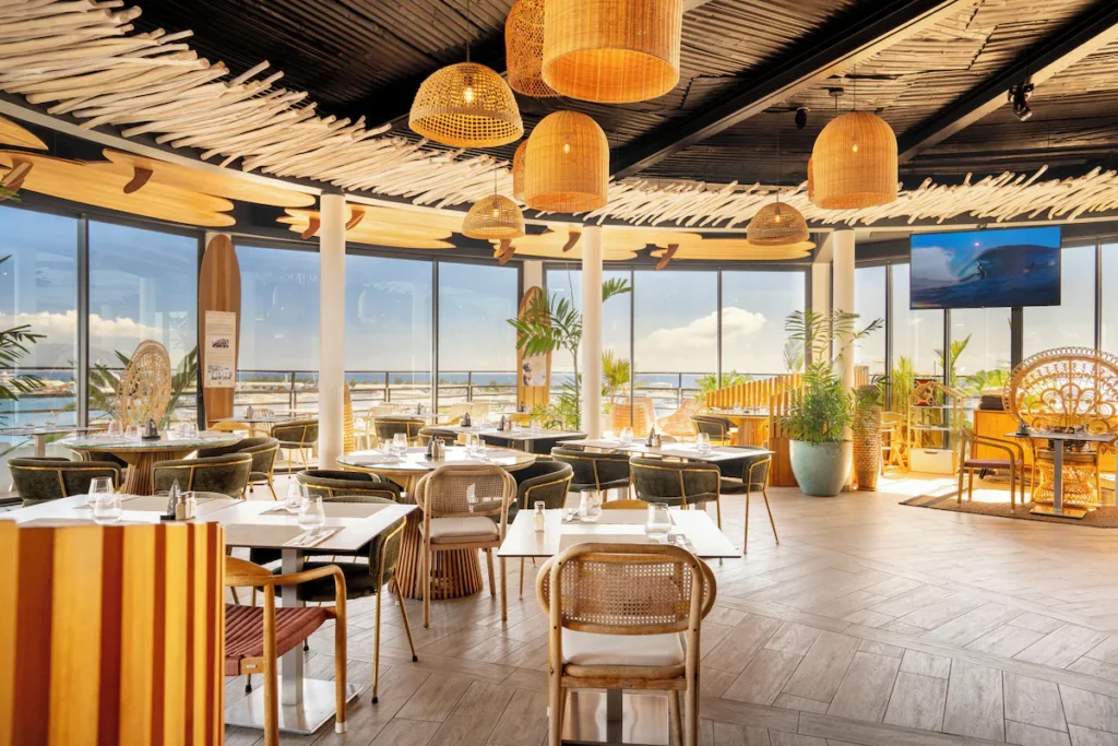 Boutique hotel in Tahiti with rooftop dining, harbor views, and modern guest room