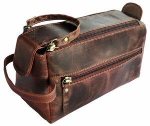 Rustic Town Buffalo Leather Toiletry Bag, Gift Ideas for Frequent Travelers