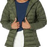 ThiAmazon Essentials Women's Lightweight Long-Sleeve Full-Zip Water-Resistant Packable Hooded Puffer Jacket, Best Items for an Alaskan Cruise