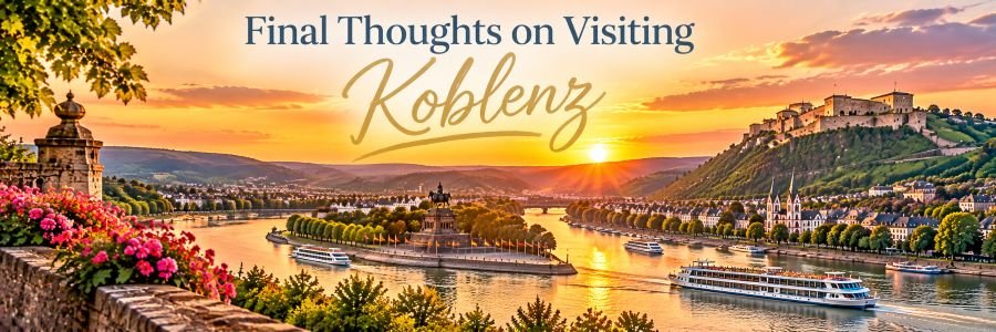 Final Thoughts on Visiting Koblenz Koblenz is the kind of port that rewards travelers who take time to look around. Where the Rhine and Moselle rivers meet, you will find a city filled with squares, hilltop fortresses, river walks, and Old Town streets that are easy to explore at your own pace. Whether you spend your day riding the cable car to Ehrenbreitstein Fortress, wandering through the Old Town, enjoying local wine, or simply watching boats pass along the river, the city offers a relaxed mix of history and scenery. Its compact layout also makes it one of the easier European river ports to explore independently. Beyond the city itself, Koblenz opens the door to some of Germany’s best landscapes, from fairytale castles and vineyard-covered hills to classic Rhine and Moselle villages. With its blend of culture, views, and welcoming atmosphere, it is a port that offers much more than a quick stop along the river.