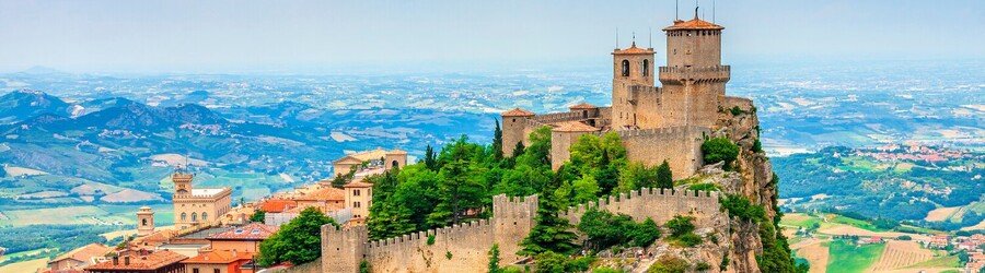 San Marino fortress overlooking countryside near Rimini Italy