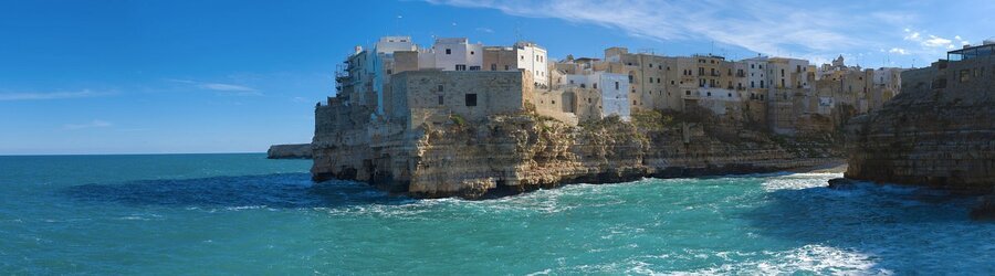 Polignano a Mare cliffside village overlooking the Adriatic Sea near Bari Italy