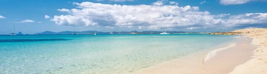 Ses Illetes beach Formentera Spain clear turquoise water and white sand