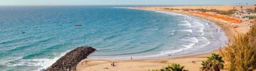 Playa del Ingles Gran Canaria Spain coastline with long sandy beach and ocean views
