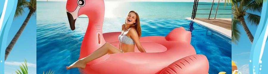 Giant Inflatable Flamingo Pool Float – fun pink ride-on beach inflatable for relaxing and photos