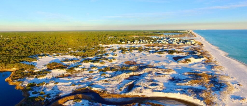 Stunning Grayton Beach Florida coastline with white sand and turquoise Gulf waters