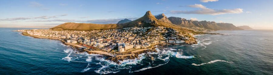 View of Hout Bay and Sentinel Peak on the Cape Peninsula South Africa.