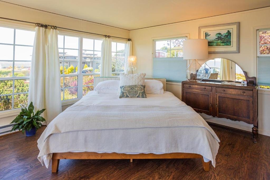 Bright guest suite with large windows at Lookout at Trinidad Bay California
