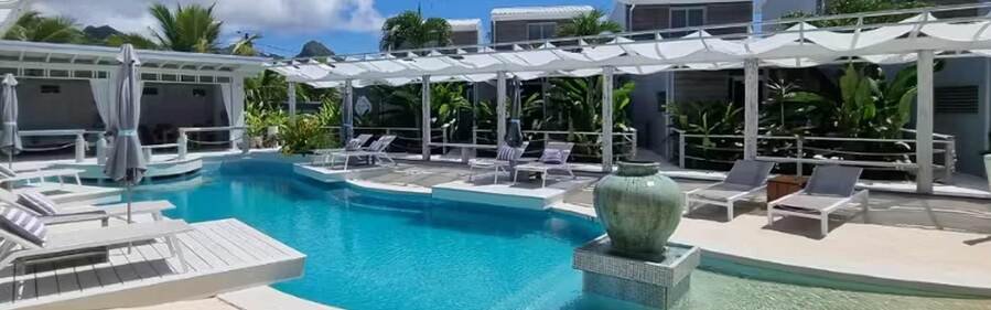 Ocean Escape Resort and Spa saltwater lagoon pool and villas in Rarotonga