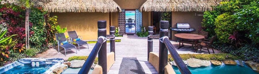 Rumours Luxury Villas and Spa private villa patio and pool in Rarotonga