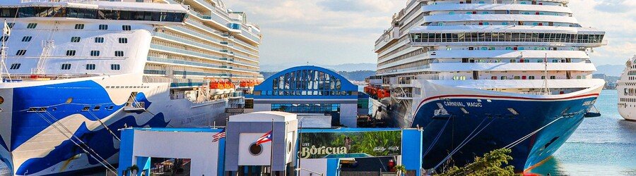 Cruise ships docked at the Pan American Pier in San Juan Puerto Rico