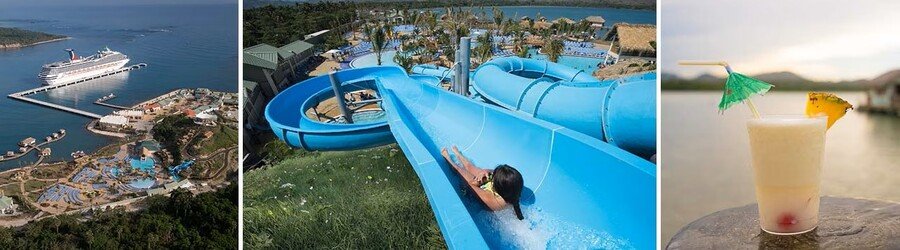 Amber Cove waterpark pools waterslides and tropical drinks Dominican Republic