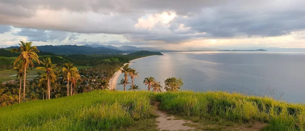 San Vicente Palawan Philippines scenic viewpoint overlooking long beach and coastline