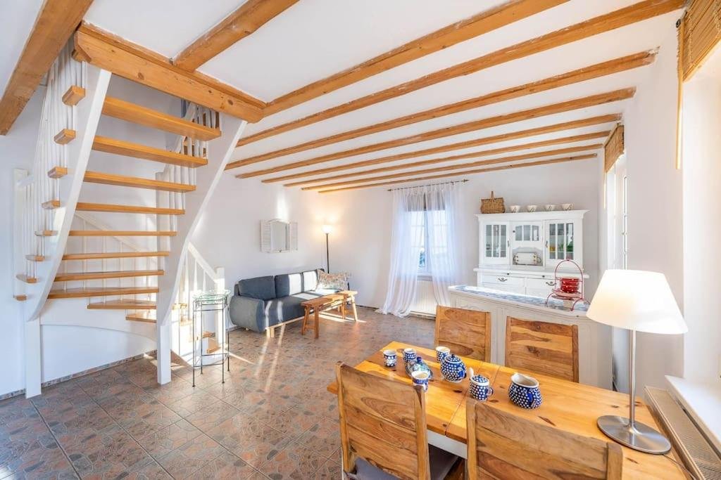 Bright dining and living area inside Gutshaus Krimvitz guesthouse