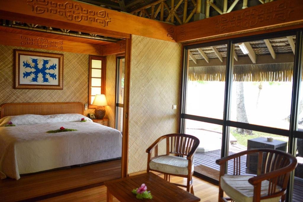 Traditional Polynesian bungalow interior at Hotel Kia Ora Rangiroa