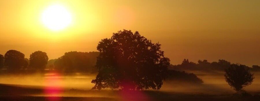 Sunrise over the countryside near Landhotel Kastanienallee in Putbus