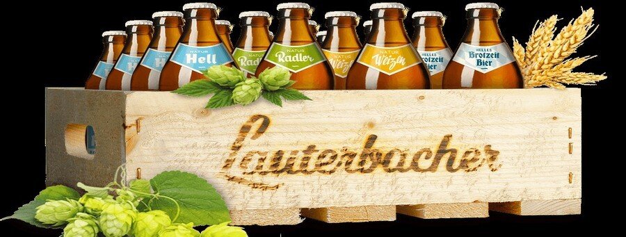 Lauterbacher craft beer bottles in wooden crate from Rügen Island Germany