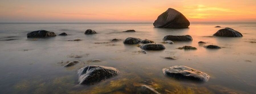 Swan Stone near Lohme on Rügen Island at sunset along the Baltic Sea coast