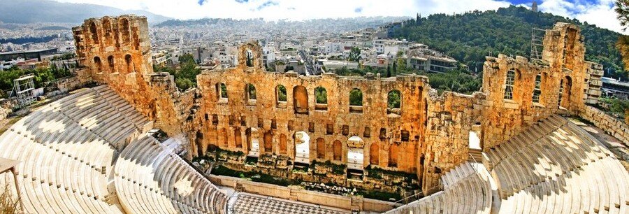 Odeon of Herodes Atticus ancient theater on Acropolis hill Athens Greece