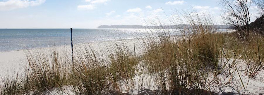 Prora beachfront along the Baltic Sea on Rügen Island Germany with sandy shoreline and coastal forest
