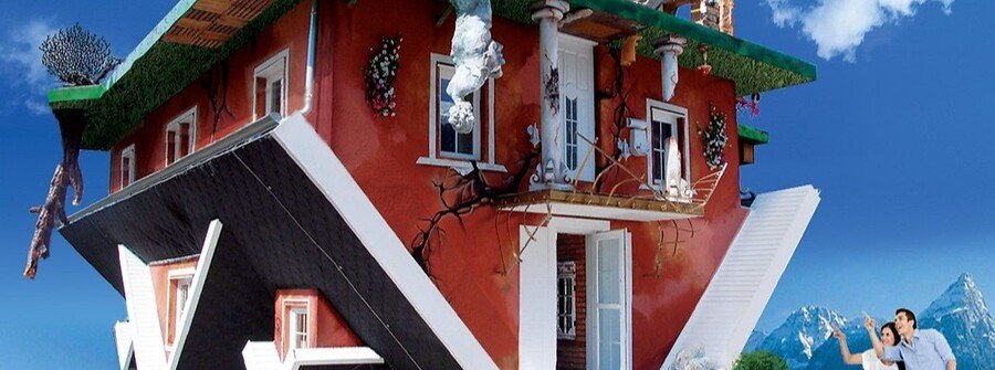 Upside-Down House attraction near Putbus on Rügen Island
