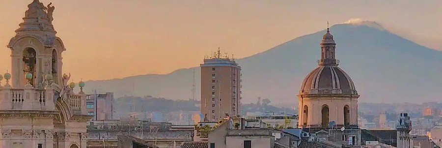 View from the dome of Badia di Sant Agata overlooking Catania rooftops