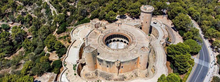 Bellver Castle in Palma de Mallorca with circular design and panoramic hilltop views