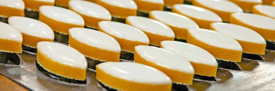 Traditional calissons sweets from Provence made with almond paste and topped with white icing