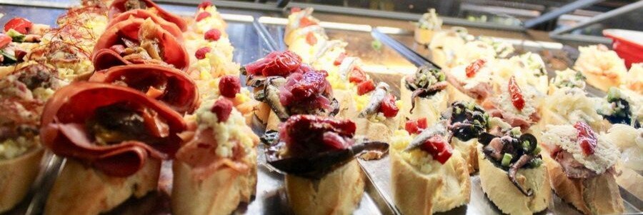 Venetian cicchetti small bites displayed in a local bacaro