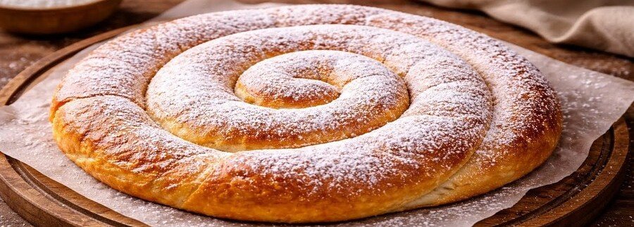 ensaimada pastry from Palma de Mallorca dusted with powdered sugar