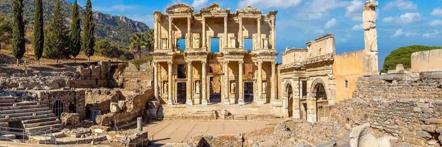 Library of Celsus in Ephesus ancient ruins with Roman architecture