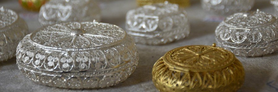 Handmade silver filigree jewelry from Genoa with intricate detailing