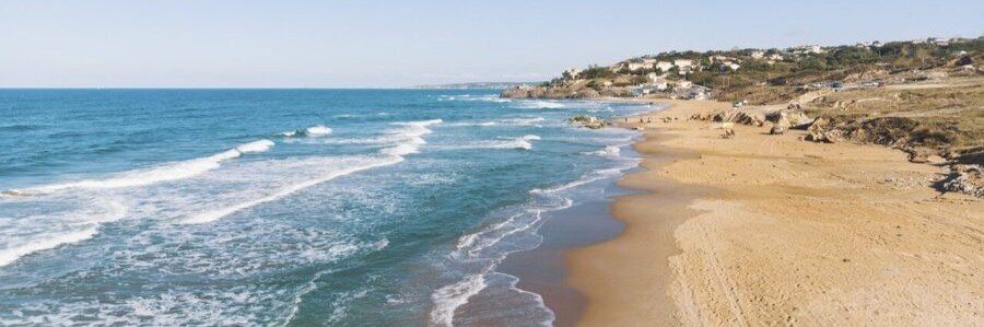 sandy beach coastline near Istanbul with waves and open shoreline views