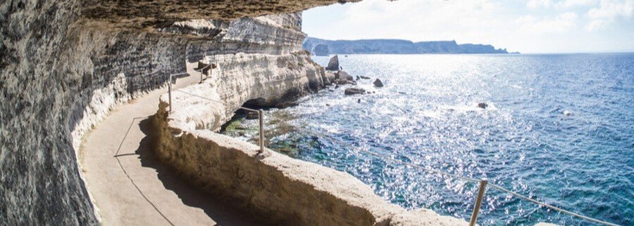 King of Aragon Steps Bonifacio carved into limestone cliffs overlooking the sea
