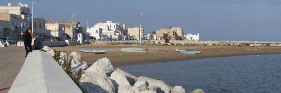 Waterfront promenade and shoreline near La Goulette Tunisia.