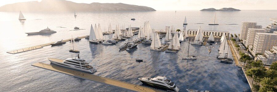 Marina in La Spezia with yachts and calm coastal waters