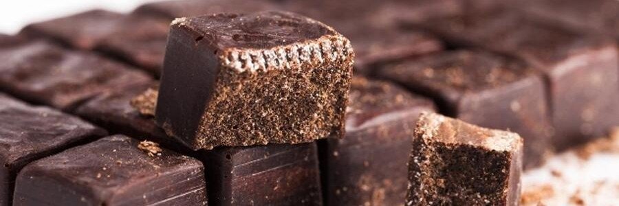 Traditional Modica chocolate pieces with rustic texture from Sicily